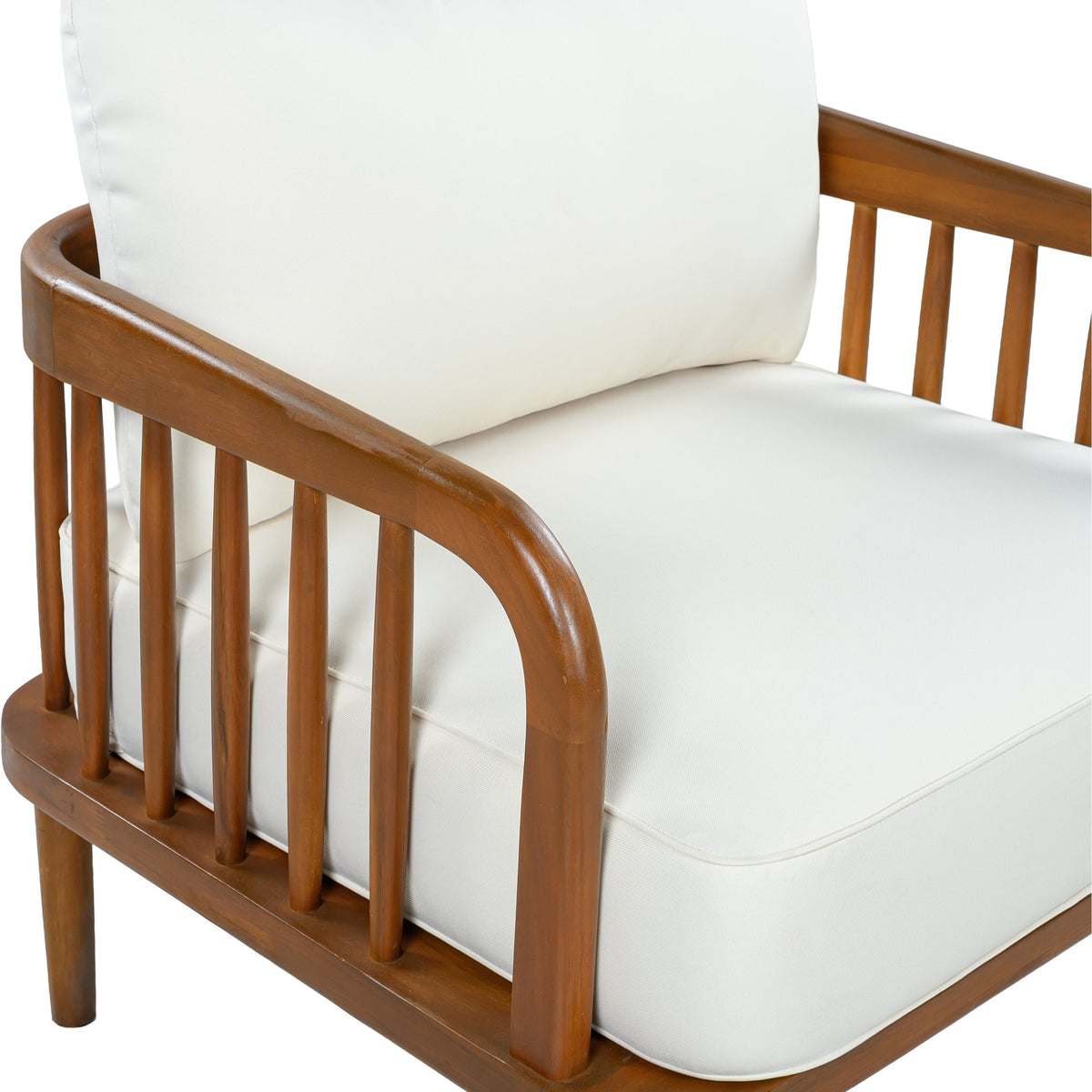 Acacia Wood Outdoor Patio Chair with Vertical Slatted Arms