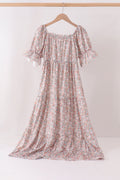 Floral print tiered mom dress