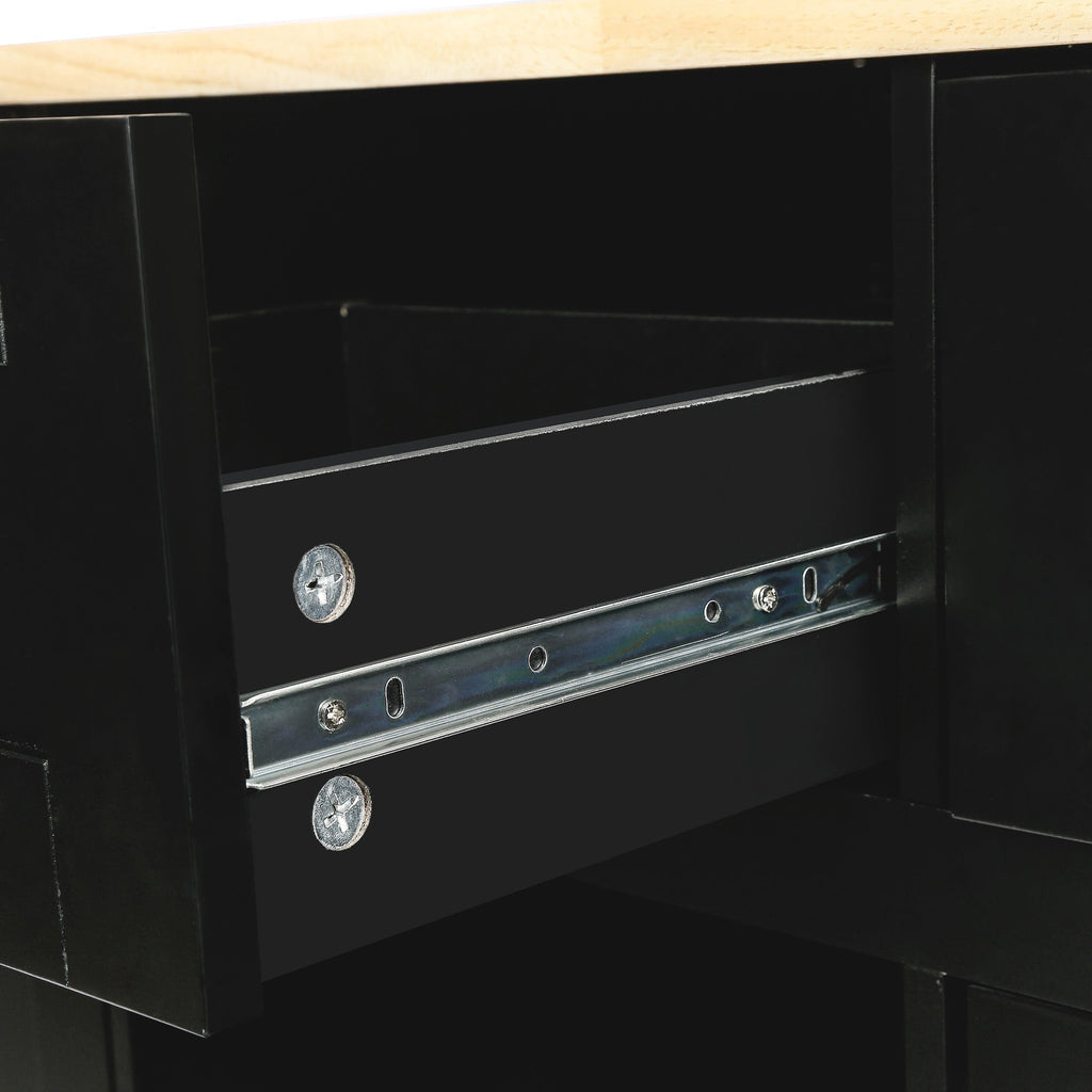 Kitchen Cart with Rubber Wood Drop-Leaf Countertop