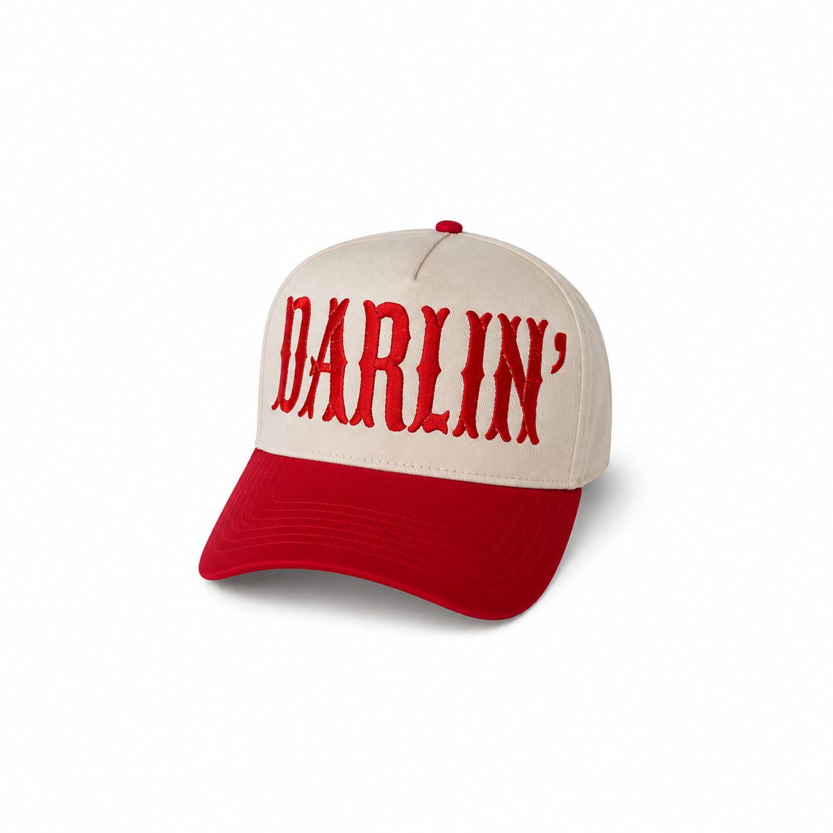 Darlin' Natural/Red Embroidered Trucker Hat