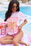 Here Comes The Sun Light Pink Comfort Colors Graphic Tee