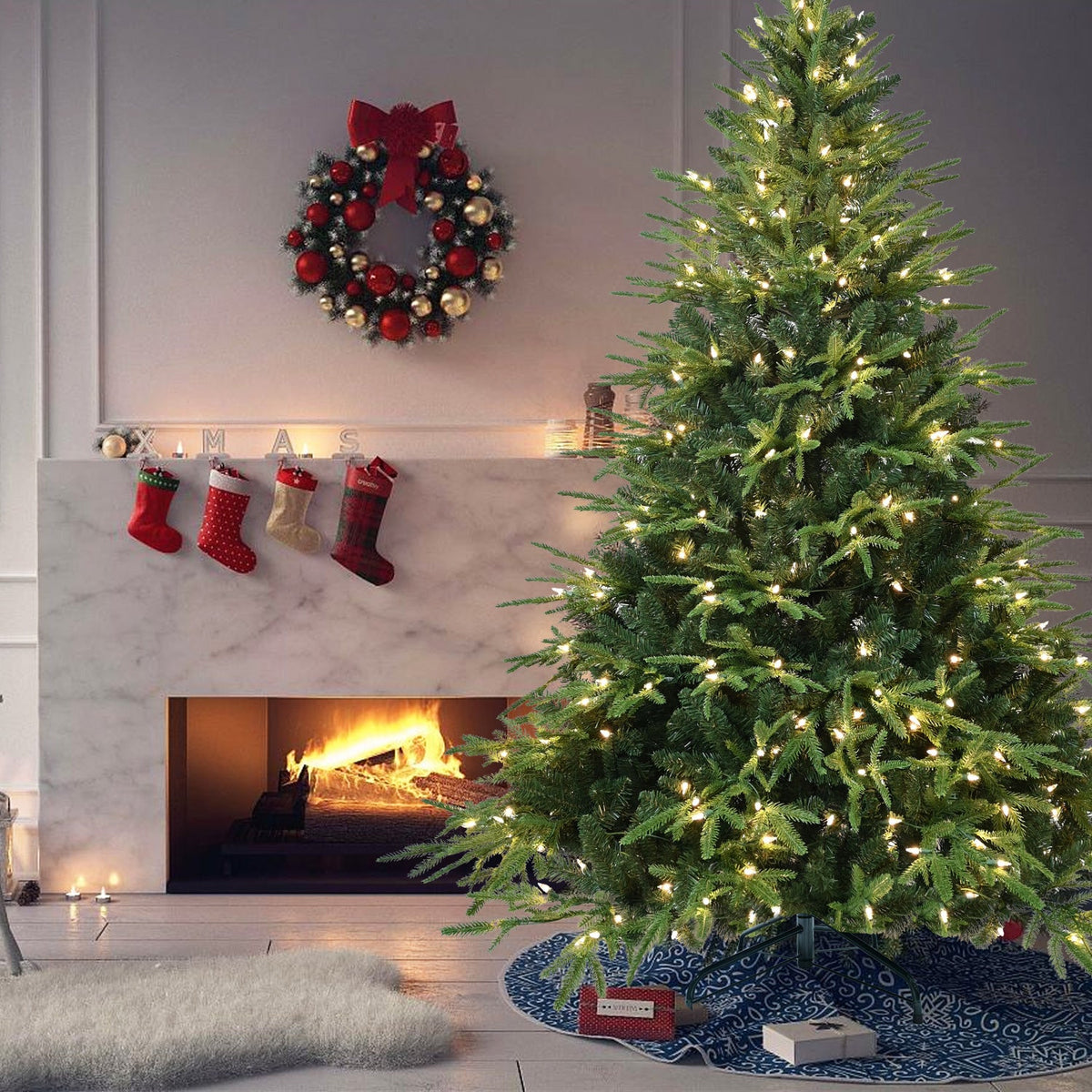 6.5ft Pre-Lit Artificial Christmas Tree