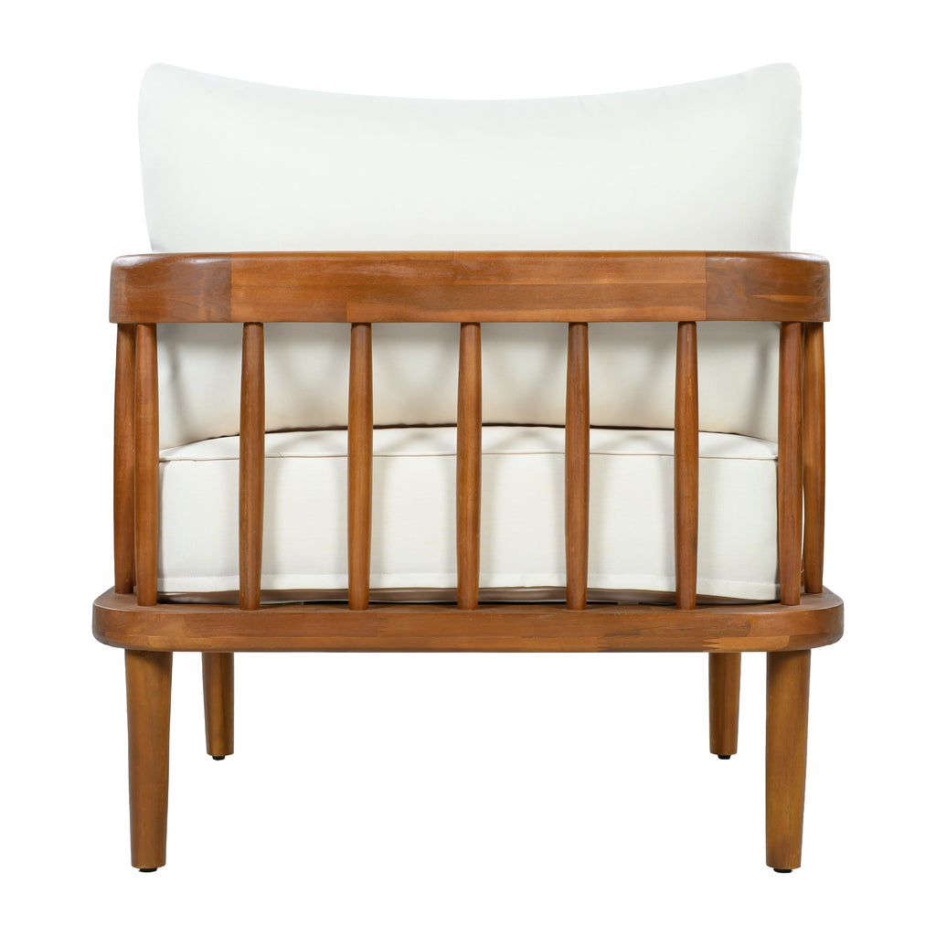 Acacia Wood Outdoor Patio Chair with Vertical Slatted Arms