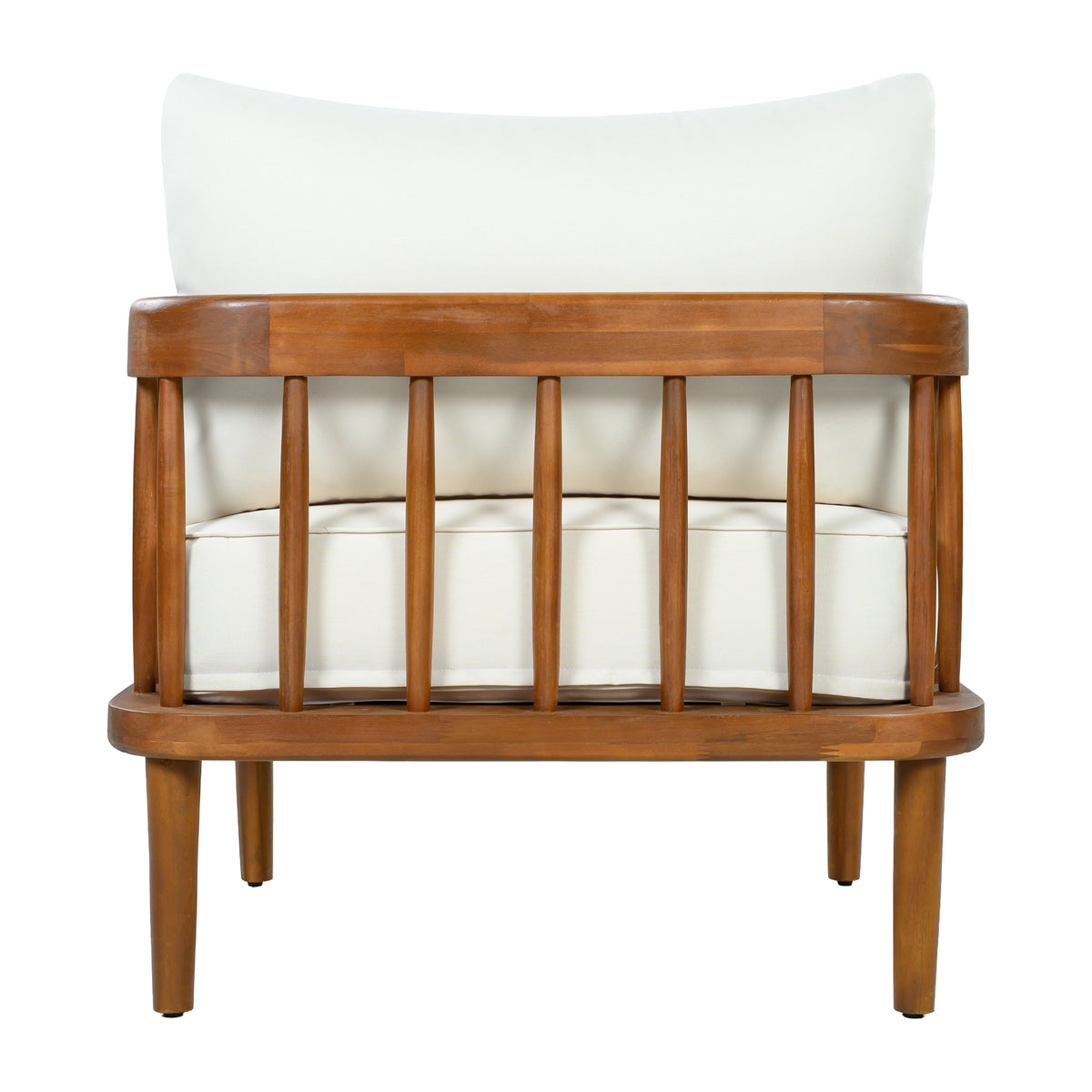 Acacia Wood Outdoor Patio Chair with Vertical Slatted Arms