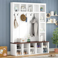 Farmhouse Wooden Hall Tree with 6 Hooks