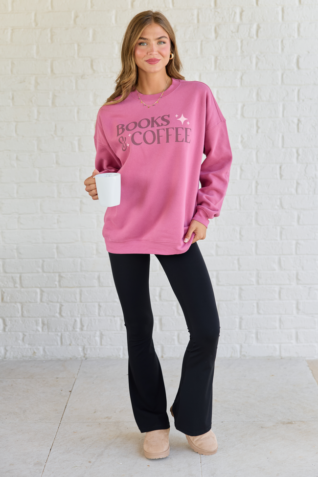 Books And Coffee Rose Graphic Sweatshirt