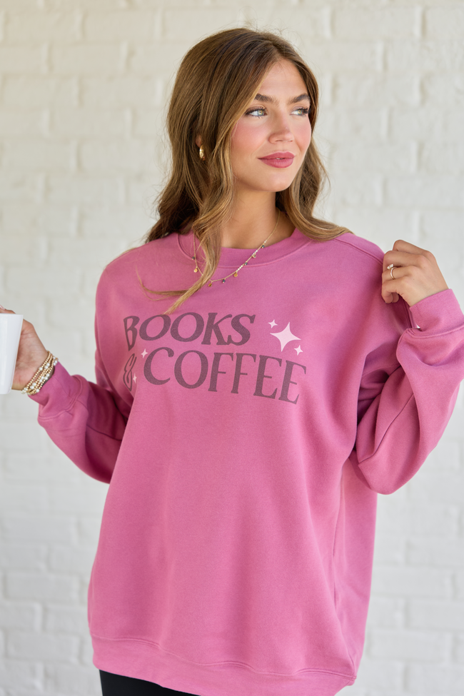 Books And Coffee Rose Graphic Sweatshirt