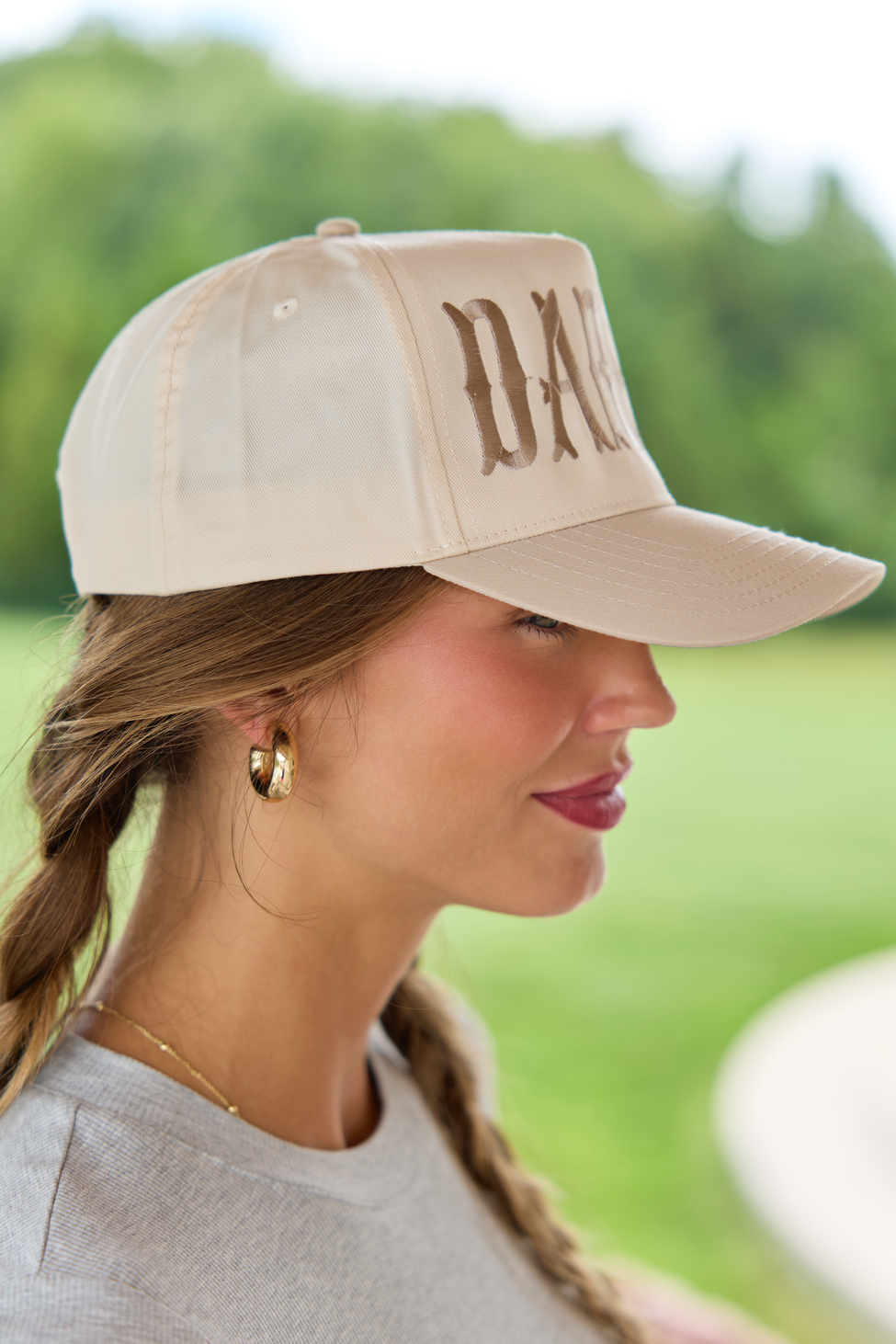 Darlin' Natural/Khaki Embroidered Trucker Hat