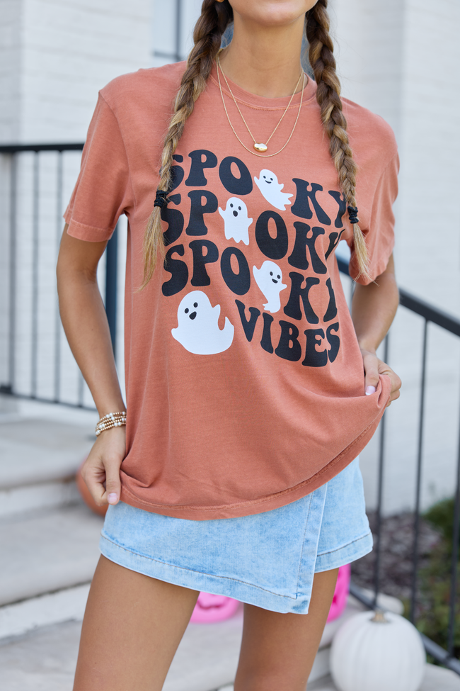 Spooky Vibes Ghost Rust Graphic Tee