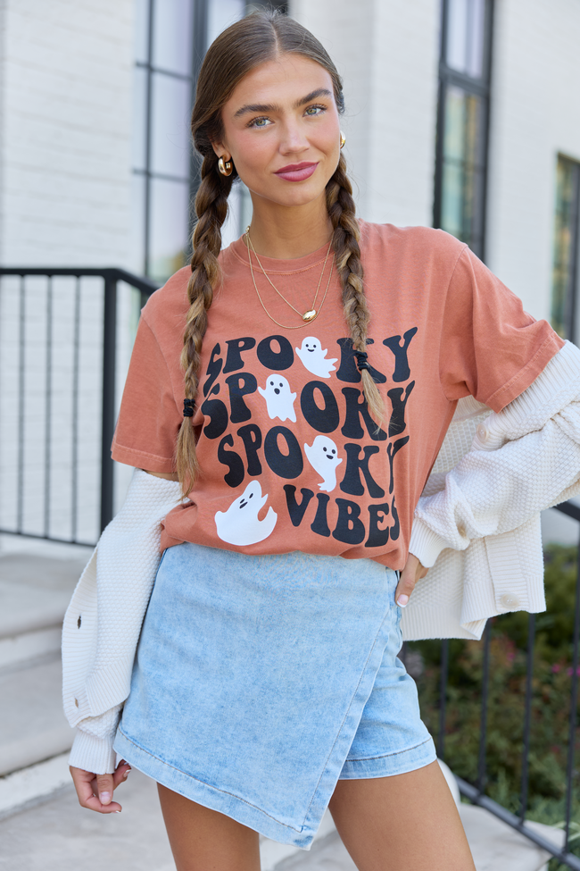 Spooky Vibes Ghost Rust Graphic Tee