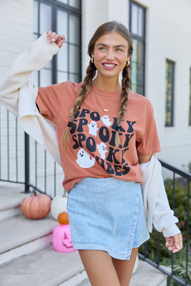 Spooky Vibes Ghost Rust Graphic Tee