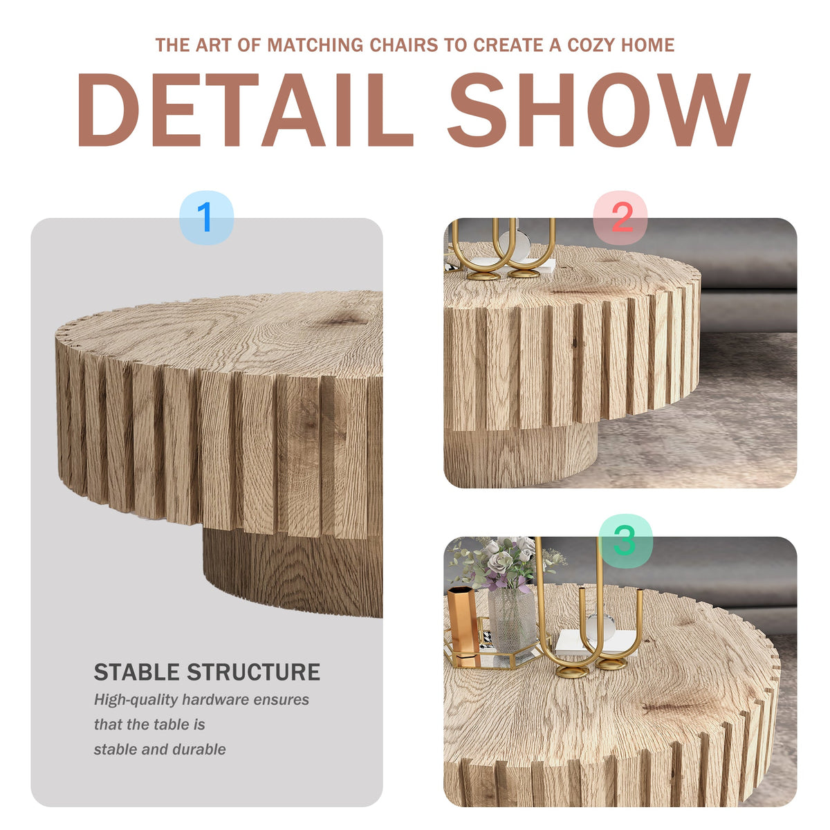 Modern Minimalist Circular Coffee Table 31.4''