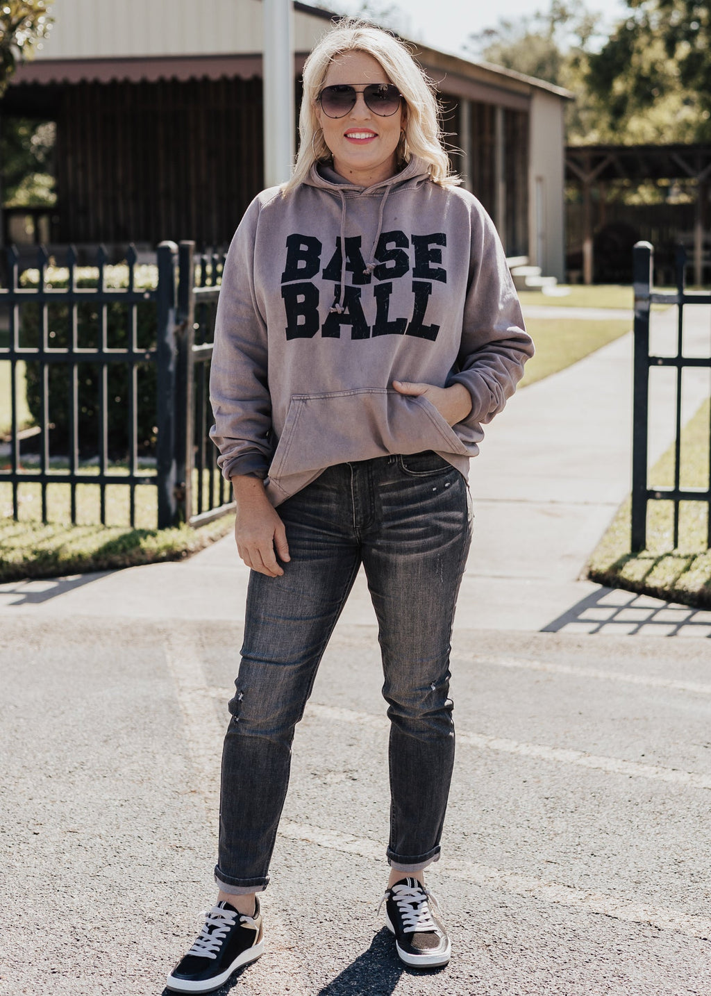 Pre-Order: Baseball Vintage Raglan Hoodie *Zinc (Grey/Purple) (S-3X)