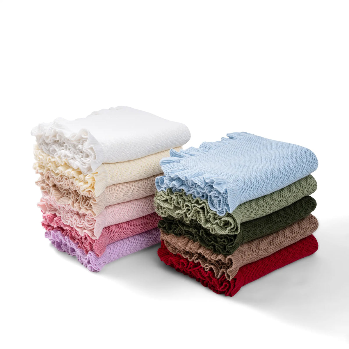 Ruffled Edge Knit Baby Blanket in Sage Green
