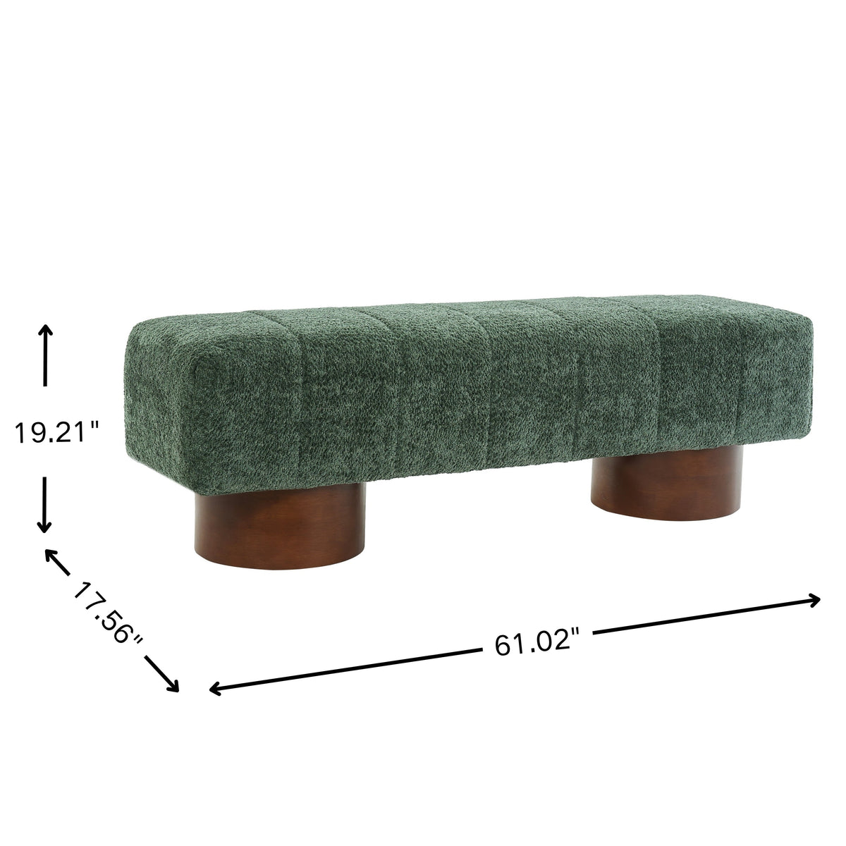 Green Boucle Upholstered Indoor Dining Bench