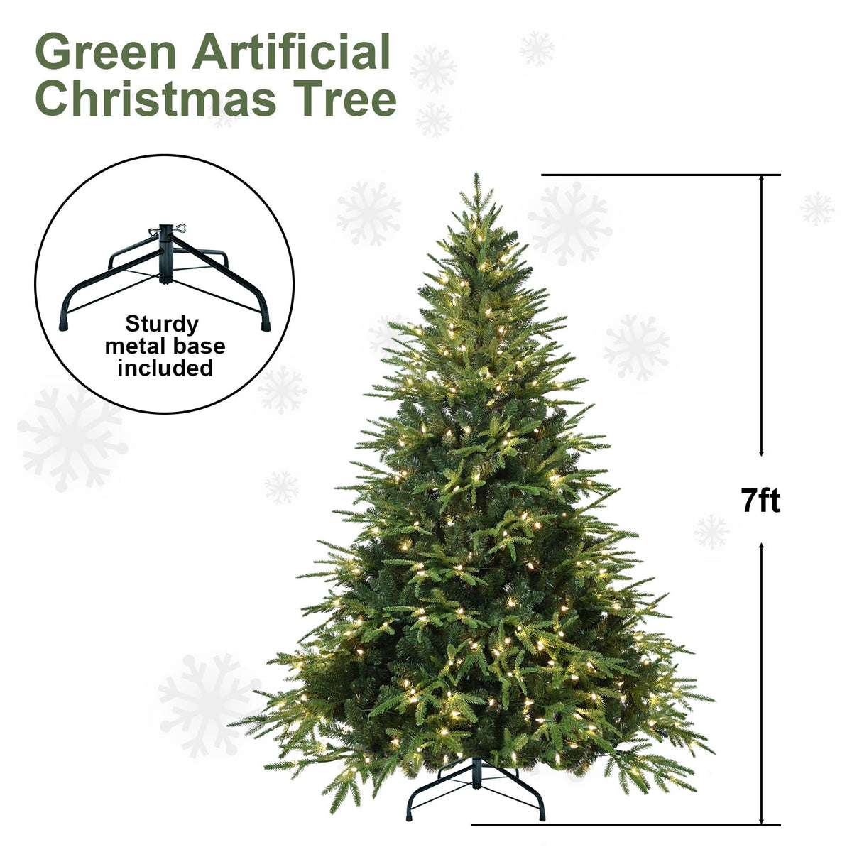 7.5ft Pre-Lit Artificial Christmas Tree with 650 Warm Lights