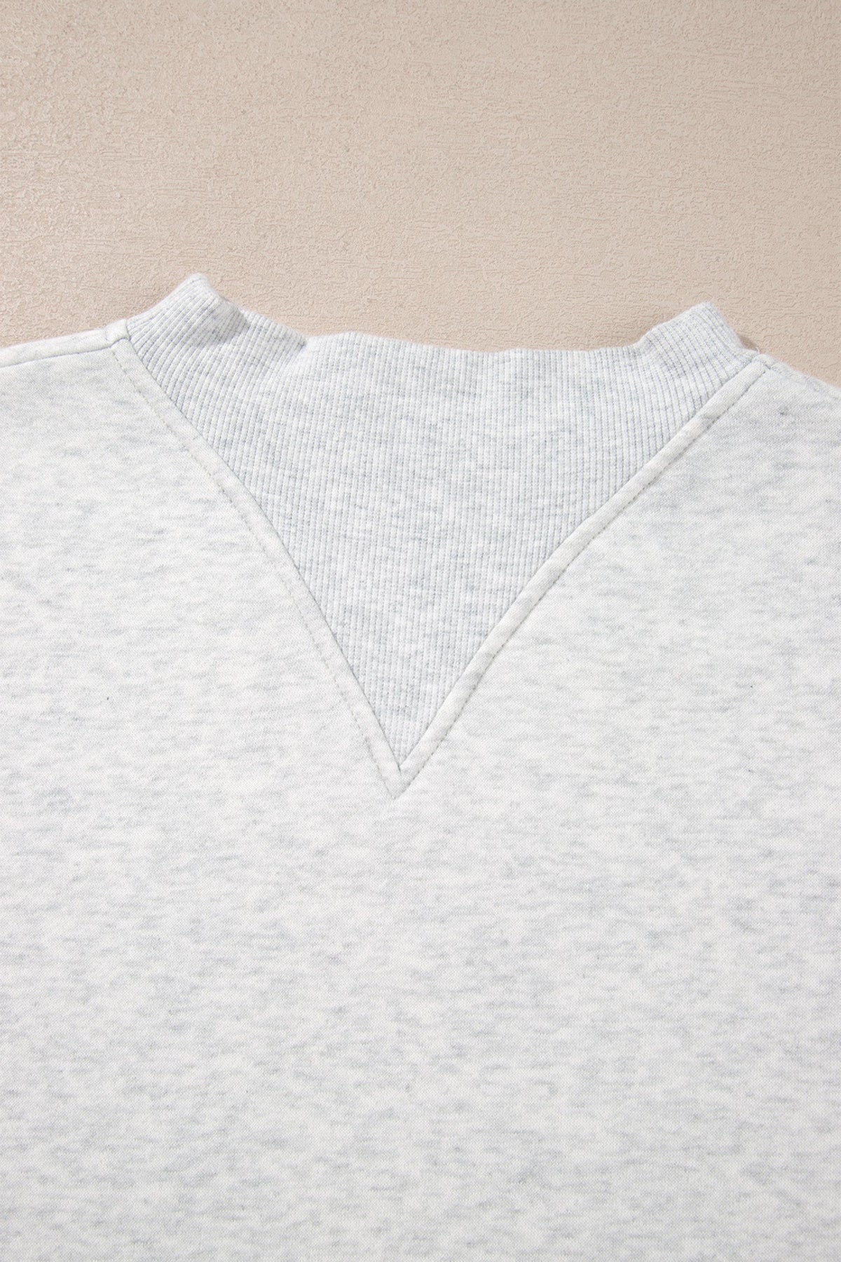 Solid Fleece Lined Mock Neck Ribbed Trim Sweatshirt