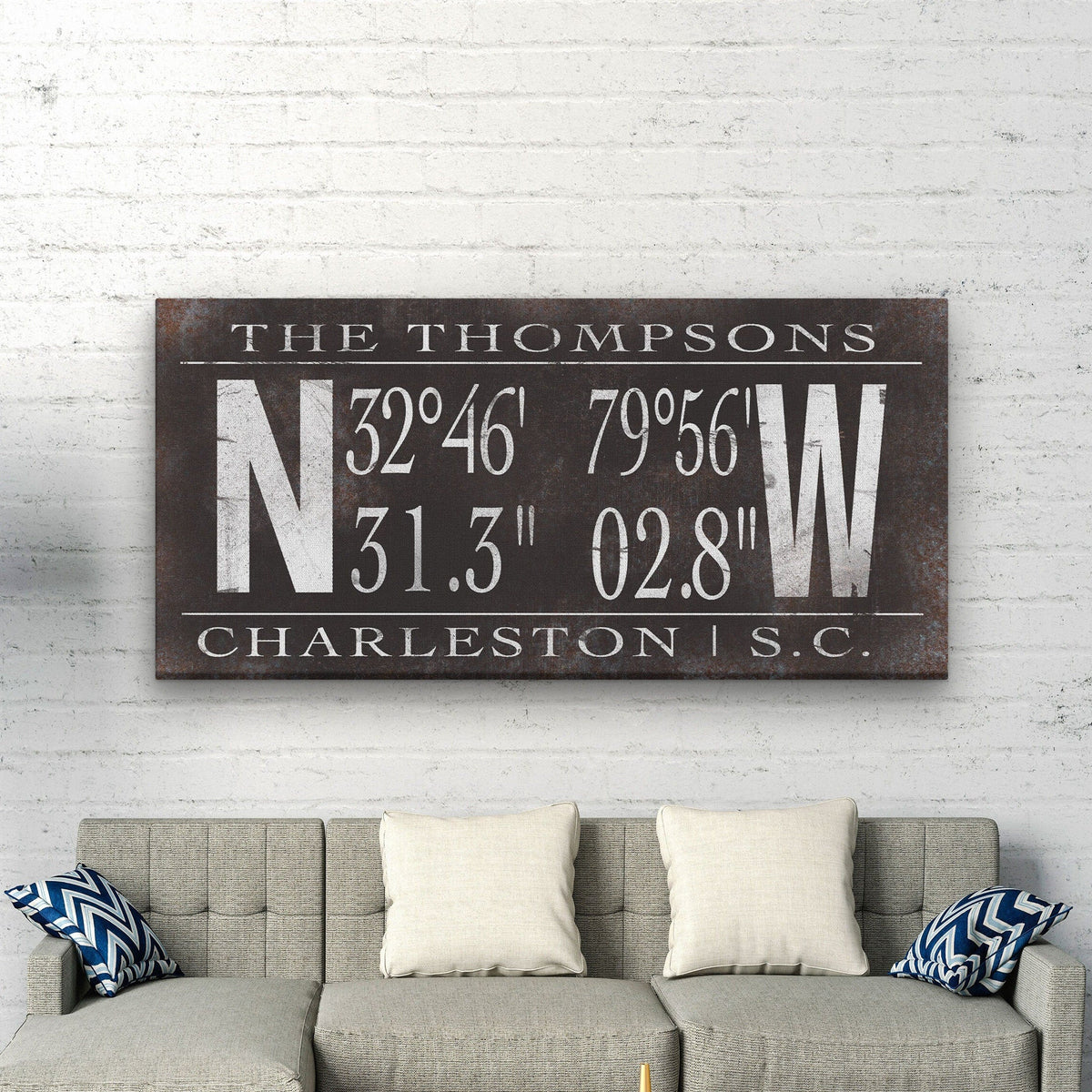 Personalized Family Name Latitude Longitude Coordinates Canvas Wall Decor
